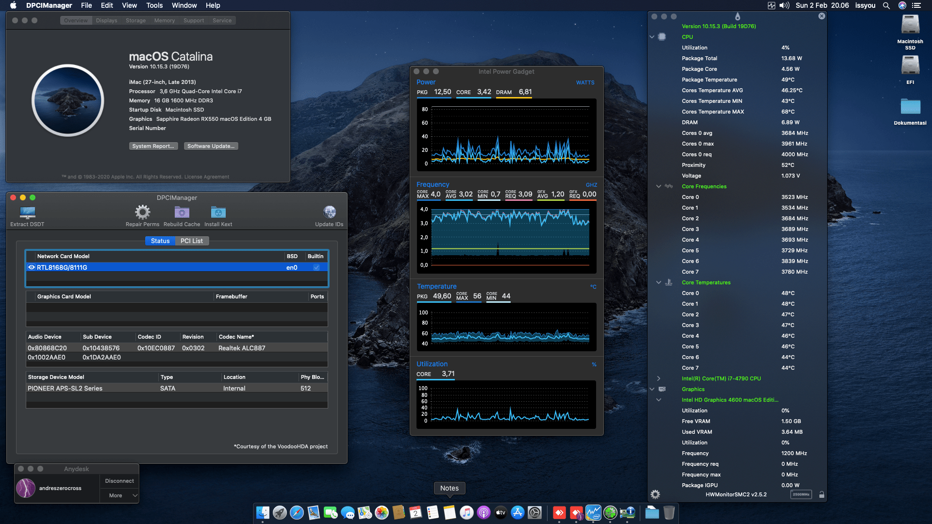 Success Hackintosh macOS Catalina 10.15.3 Build 19D76 in Asus H81ME + Intel Core i7 4790 + Sapphire RX 550